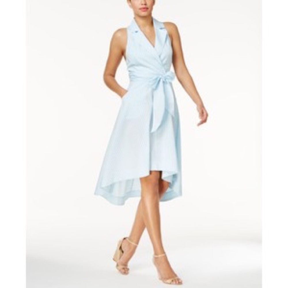 Hi low blue striped dress xs